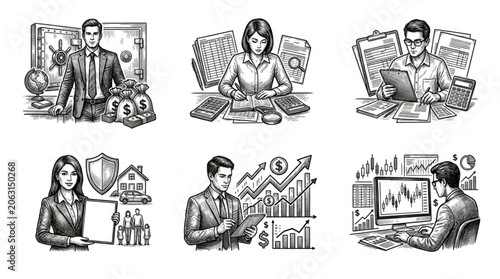 Business People Working with Financial Data and Money.
