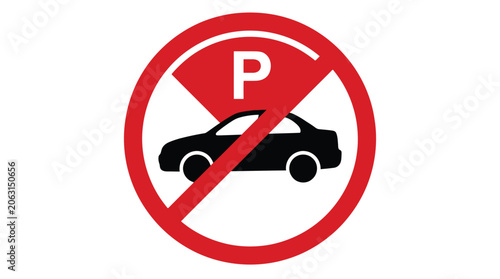 No parking traffic sign showing crossed letter P inside red circle