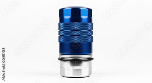 Polished Blue Metal Oil Cap with Silver Hexagonal Base