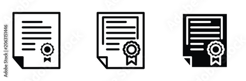 Obraz na płótnie Certificate icon set with document and award ribbon symbols for recognition and