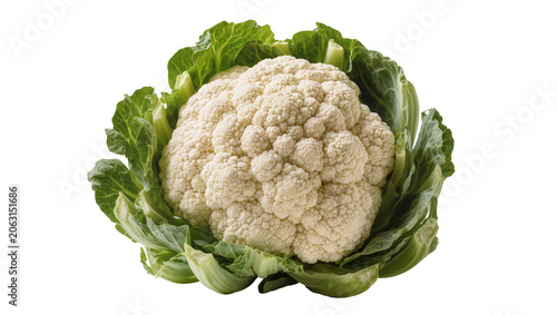 Cuadro en lienzo Fresh cauliflower with green leaves
