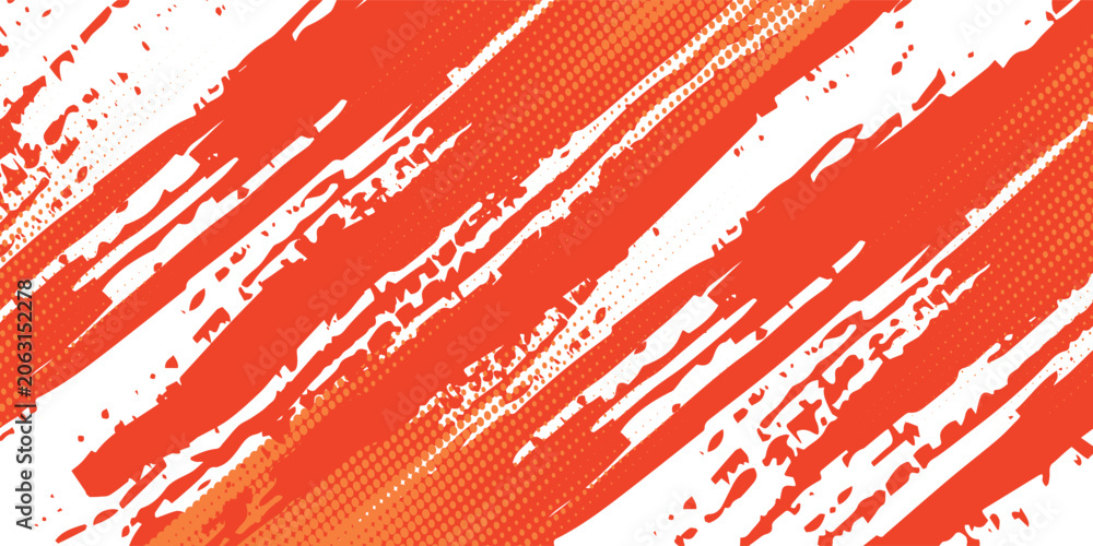 Obraz premium Abstract Sports Background with Orange and Red Gradient Brushstrokes and Halftone Effect