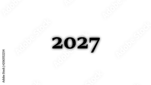White Flip Calendar Cubes Displaying the Year 2000 on Business 2027 Success Concept with Web Icon and Technology  White Background 4k video animation.