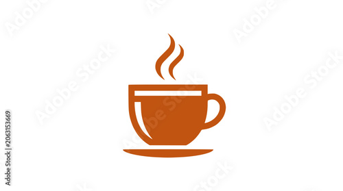 Steaming Coffee Cup Icon Representing a Hot Beverage in a Minimalist Flat Style