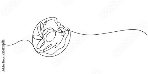 Cuadro en lienzo Single one line drawing fresh donuts