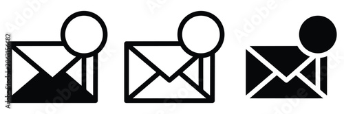 Konstfotografi Email icons with sender and recipient, Messaging symbols, Communication signs, M