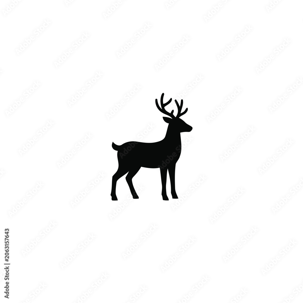 Fototapeta premium Reindeer silhouette, isolated on white background
