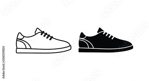 Black and white sneakers illustration