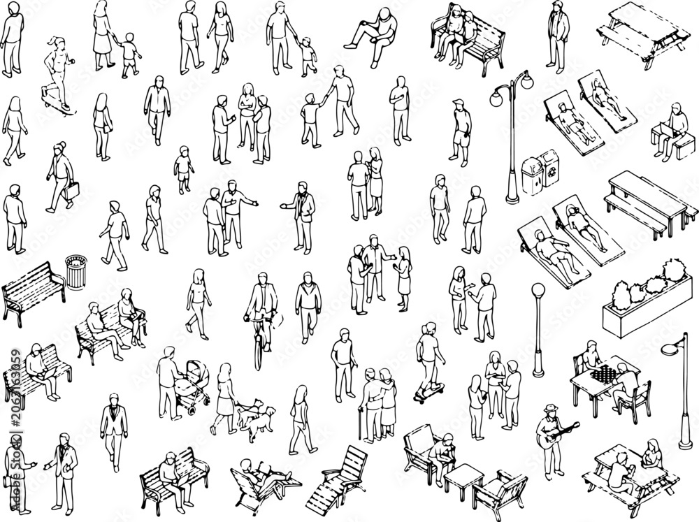 Fototapeta premium Clean Top View People Vector Pack for Architectural Design