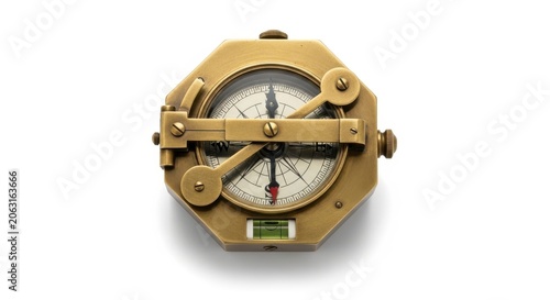 Antique Brass Marine Compass with Level, Navigation Tool