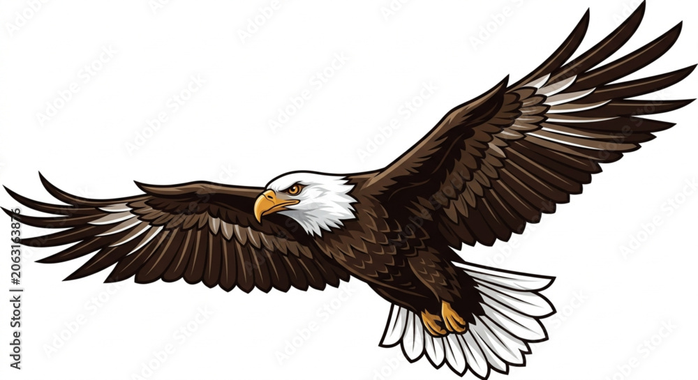 Obraz premium majestic bald eagle flying vector illustration isolated on white background