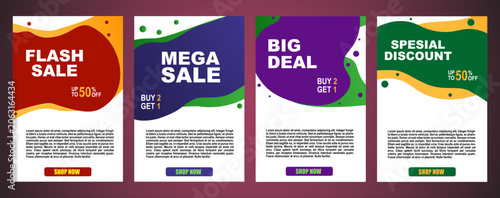 Modern colorful sale banner templates with fluid shapes. Suitable for flyers, brochures, banners, books, posters, etc.