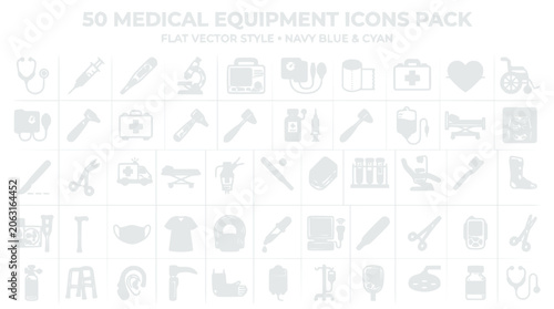 Medical equipment icons sheet for healthcare illustrations created 2023