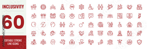 inclusivity editable stroke line icons for education use