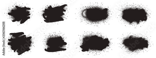 Tableau sur toile Dirty spray paint spots with aerosol splatter and rough ink tag on white bg