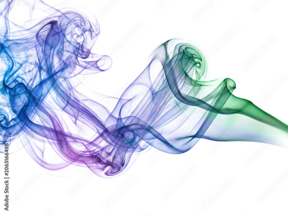 Fototapeta premium Abstract colorful smoke isolated on transparent background beautiful flowing light smoke cloud liquid motion design element.
