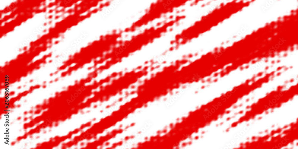 Fototapeta premium Red dotted wave line pattern. Halftone undulate net background. Abstract flowing particle lattice wallpaper. Vector curved dash gradient element for poser, banner, presentation, booklet, brochure