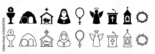 Fotografija Collection of Christian religious symbols and icons in various styles