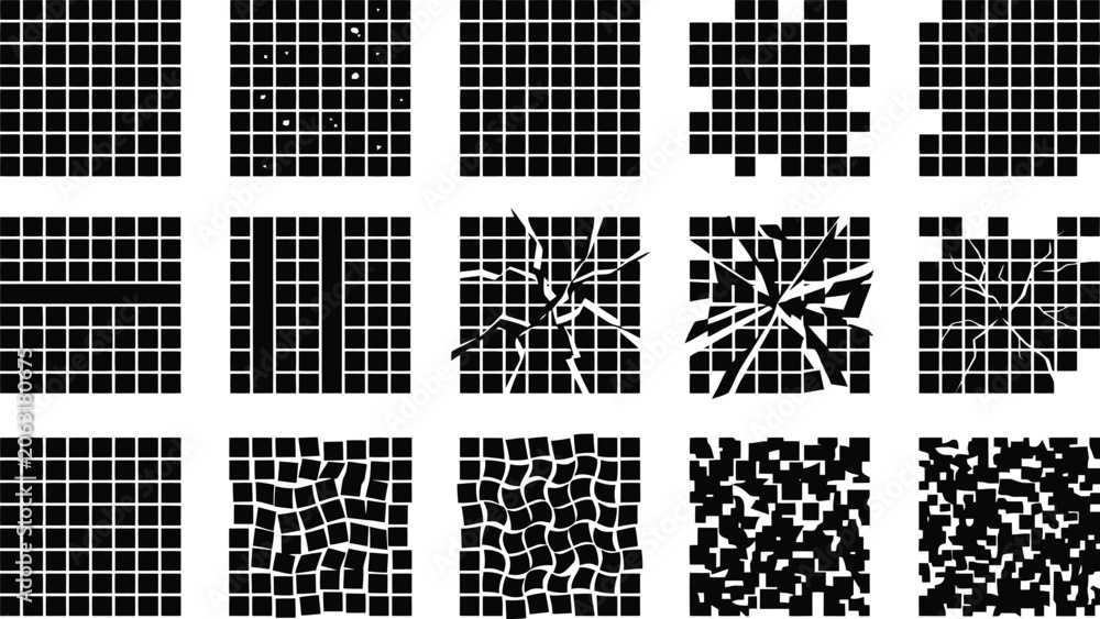 Fototapeta premium Grid Patterns and Distortions Collection mosaic tile