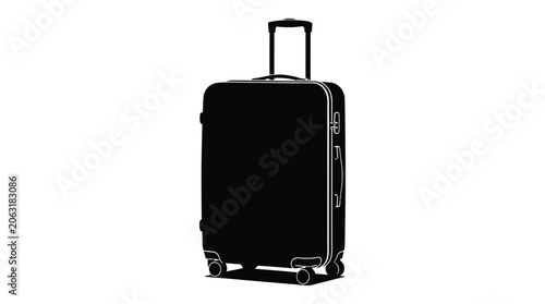 Vászonkép Rolling suitcase silhouette against a white background