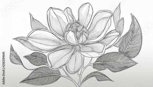 continuous line drawing flower 3 image with white background