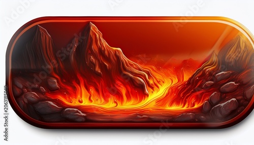 long hot lava rectangle button isolated on white created with generative ai