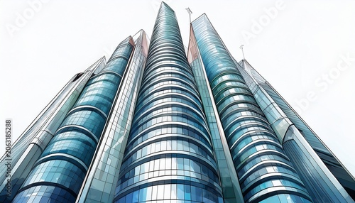 skyscraper isolated on white created with generative ai