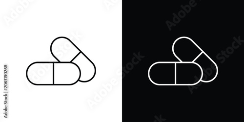 Fotografie Capsule icon symbol black illustration set. line and flat designs