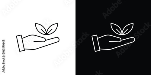 Eco-friendly icon symbol black illustration set. line and flat designs