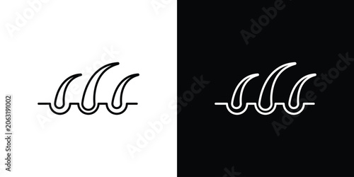 Hair icon symbol black illustration set. line and flat designs