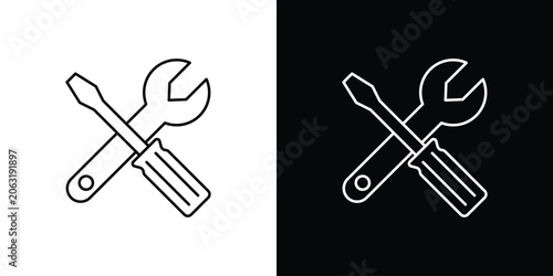 Tableau sur toile Repair tools icon symbol black illustration set