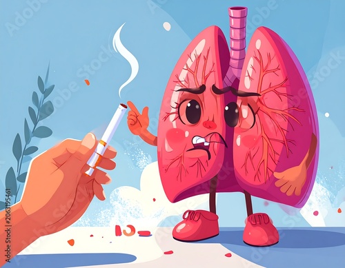 Lungs Rejecting Cigarette Smoke Illustration