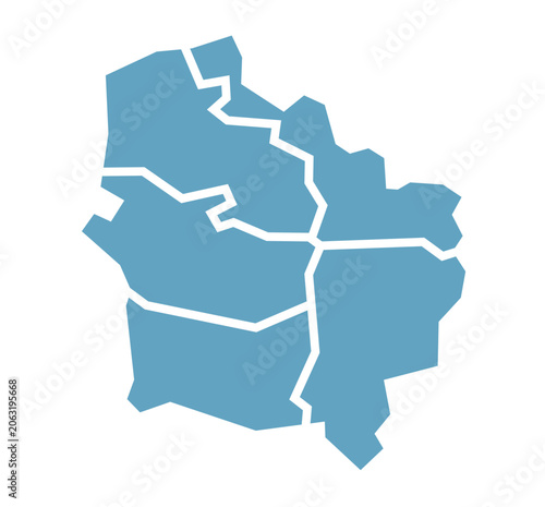 Hauts-de-France region map with all departments filled in blue color on white background