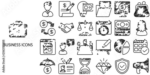 Business simple Technical Drawing concept 24 Black and White color icons set .Vector illustration.