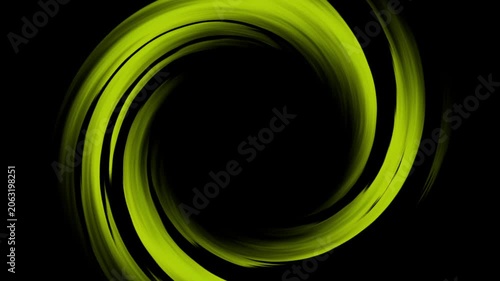 Business neon yellow ring animation featuring glowing spiral tunnel, abstract swirl circle, radial rotating light effect, alpha channel background, futuristic technology design.