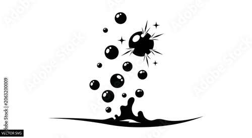 Canvastavla Bubbles rising from a splash with one popping and sparkles