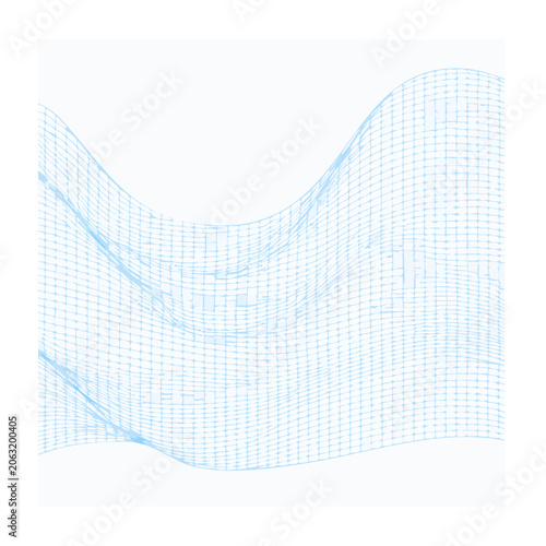 Abstract 3D wireframe surface with grid pattern