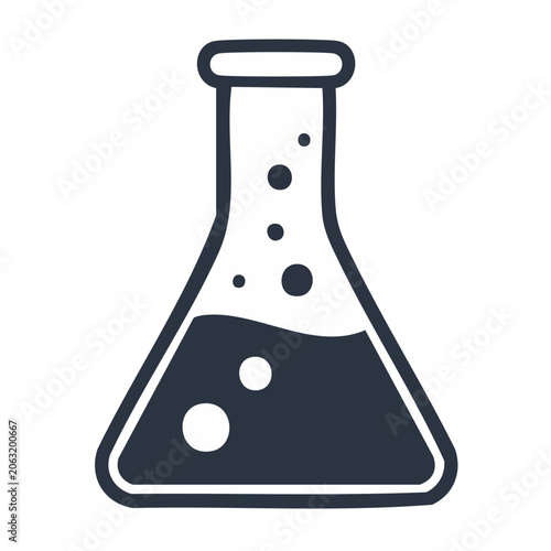 Laboratory Flask Icon with Bubbles