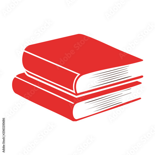 Red Stacked Books Icon on Transparent Background