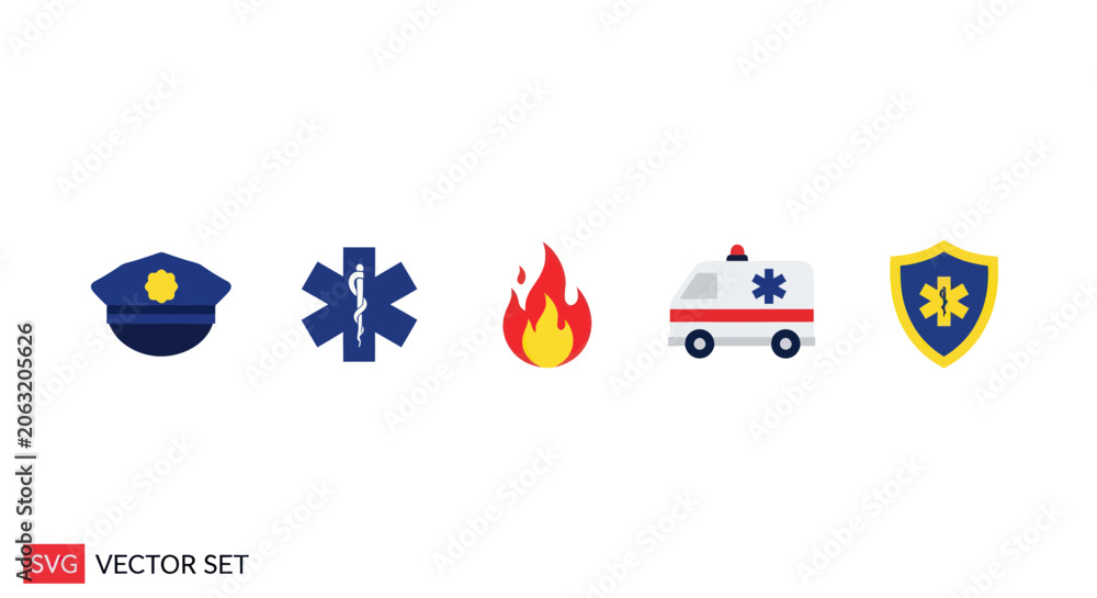 Φωτογραφία Emergency service symbols for police fire and medical responders