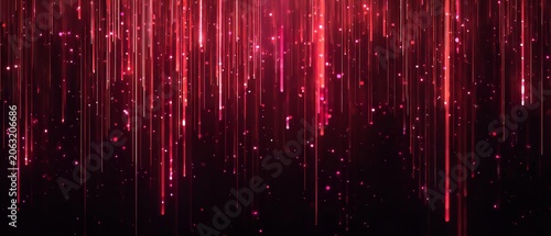 Abstract red and black digital network with glowing connecting points and lines creating a sense of technology and modern connectivity