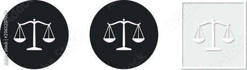 Tableau sur toile Scales of Justice Icons in Black Circle and White Background Styles