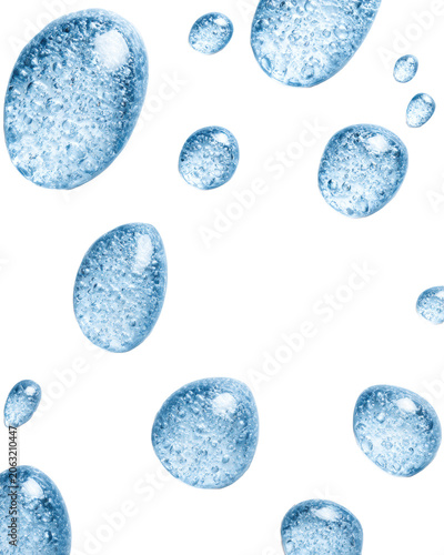 Blue water gel bubbles and droplets with Stay Hydrated typography isolated on transparent background