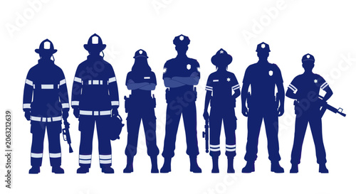 Fotografie Emergency first responders and service personnel standing together