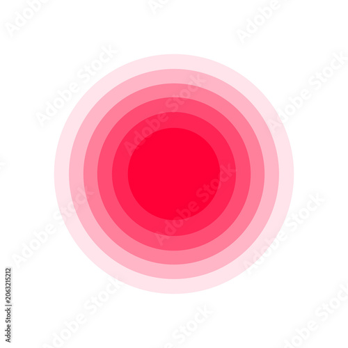 Obraz na plátne Red Glowing Dot with Concentric Pulse Rings Recording Indicator for Live and Not