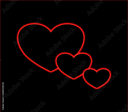 Abstract Three Heart Shape Poster , Modern Love Symbol Collection, Minimal Romantic Geometric Design, Elegant Valentine Background Templates for Wall Art, Cards and Prints