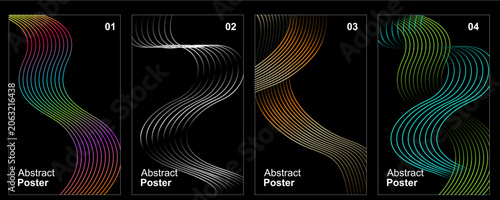 Abstract Line Art Poster Set, Minimal Geometric Linear Design Collection, Modern Monoline Shapes and Contemporary Graphic Backgrounds, Elegant Black and White Wall Art Templates