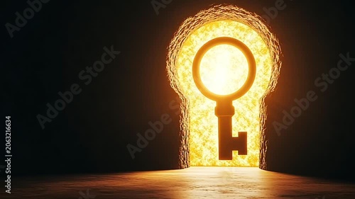 Secret discovery concept with golden keyhole light for mystery and suspense marketing campaign