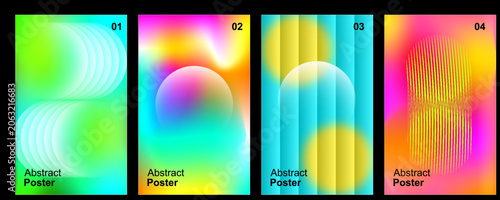 Abstract Gradient Poster Set, Vibrant Color Mesh Background Collection, Modern Fluid Shapes, Minimal Geometric Design, Trendy Holographic Templates for Covers, Flyers and Banners