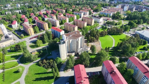 Bird's Eye View of City Streets, Buildings and Green Spaces